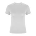 thumbnail image 6 of Olyvenn Womens Tops Slim Fitted Summer Going Out Crop Tee Top Basic Baby Tees Short Sleeve Crew Neck Shirt Y2K Clothing White 8, 6 of 7