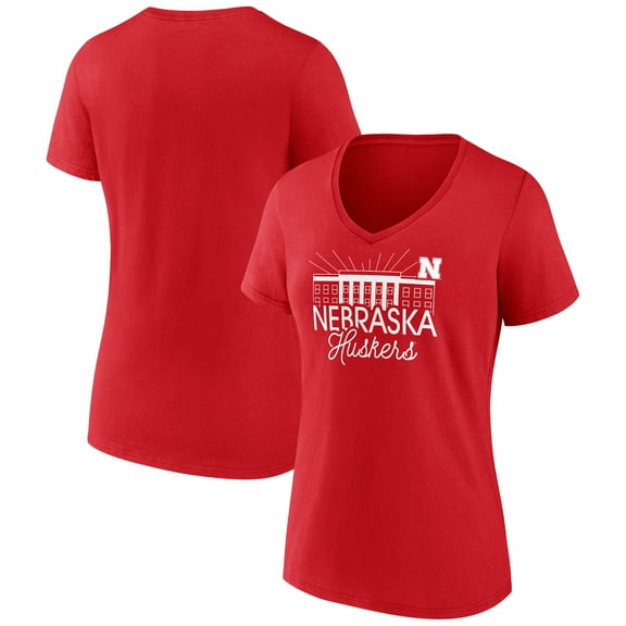 Women's Scarlet Nebraska Huskers Region Draw V-Neck T-Shirt