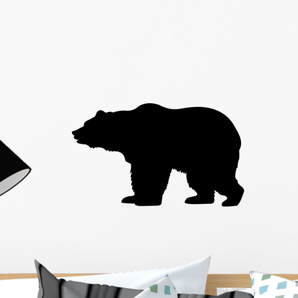 Silhouette Bear White Wall Decal by Wallmonkeys Peel and Stick Graphic