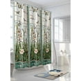 thumbnail image 3 of Shower Curtains Butterfly Bath Curtain Teal Green Leaves Flower Waterproof Bathroom Shower Curtain Set with Hooks Decoration 36 x 72 Inches, 3 of 7