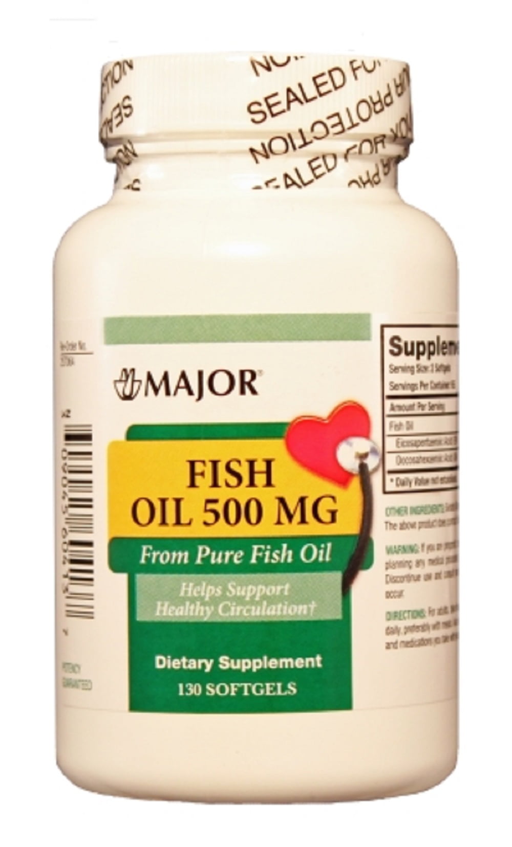 MAJOR FISH OIL 500MG SOFTGELS FISH OIL500 MG Pale Yellow 500 MG
