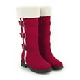 thumbnail image 6 of CHENge Boots for Women Wide Calf Comfort Softs Elastic Bow Design Cozy Thermal Lined Black Boot Winter Walking(Red,6.5), 6 of 6
