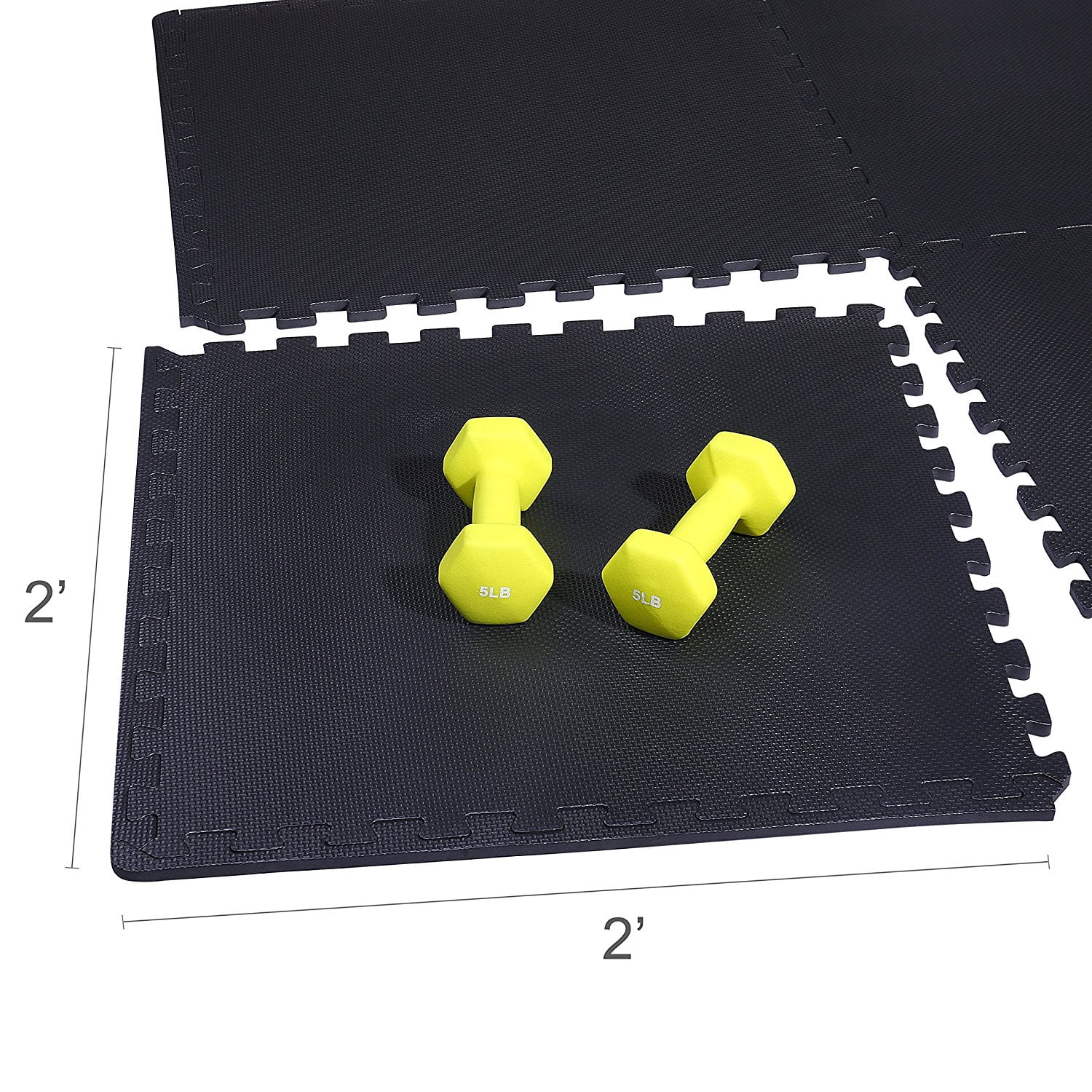 BalanceFrom EVA Foam Interlocking Floor Tiles, 63 × 63 cm, 1/2" 3/4" or 1" Thick, Anti-Slip Textured Mats in Multiple Colors, 6/12/24/36 Pack for Home Gym and Play Areas