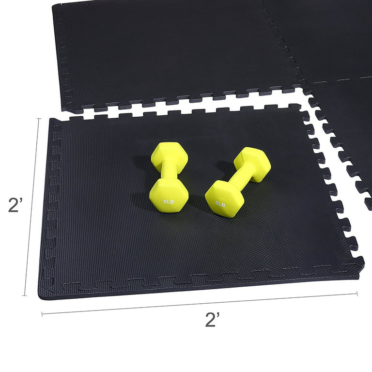 Extra Thick Exercise Puzzle Mat Black 24 in. x 24 in. x 1 in. EVA Foam  Interlocking Anti-Fatigue (6-pack) (24 sq. ft.)