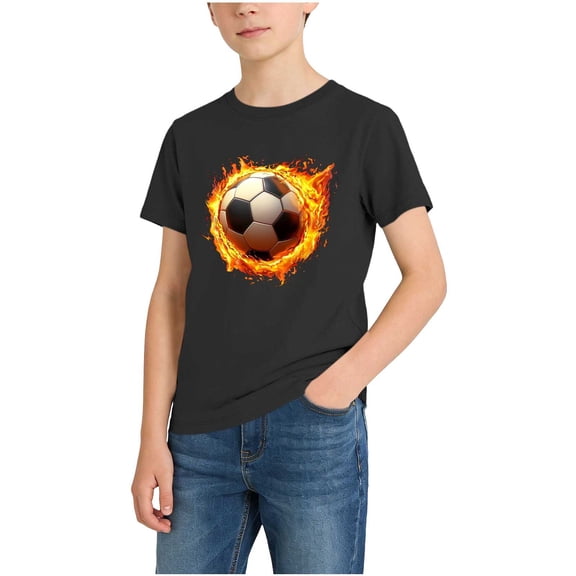 CYRBOKO Boys Graphic Tees Summer, Crew Neck Casual Short Sleeve Soft Boys Clothes Black Size 7-8 T