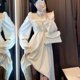 thumbnail image 1 of French Lace Vintage Dress Women Fashion Puffer Sleeve Elegant One Piece Dress Korean 2022 Spring High Street Slim Midi Dress Y2kL Gao Jinjia LED, 1 of 2