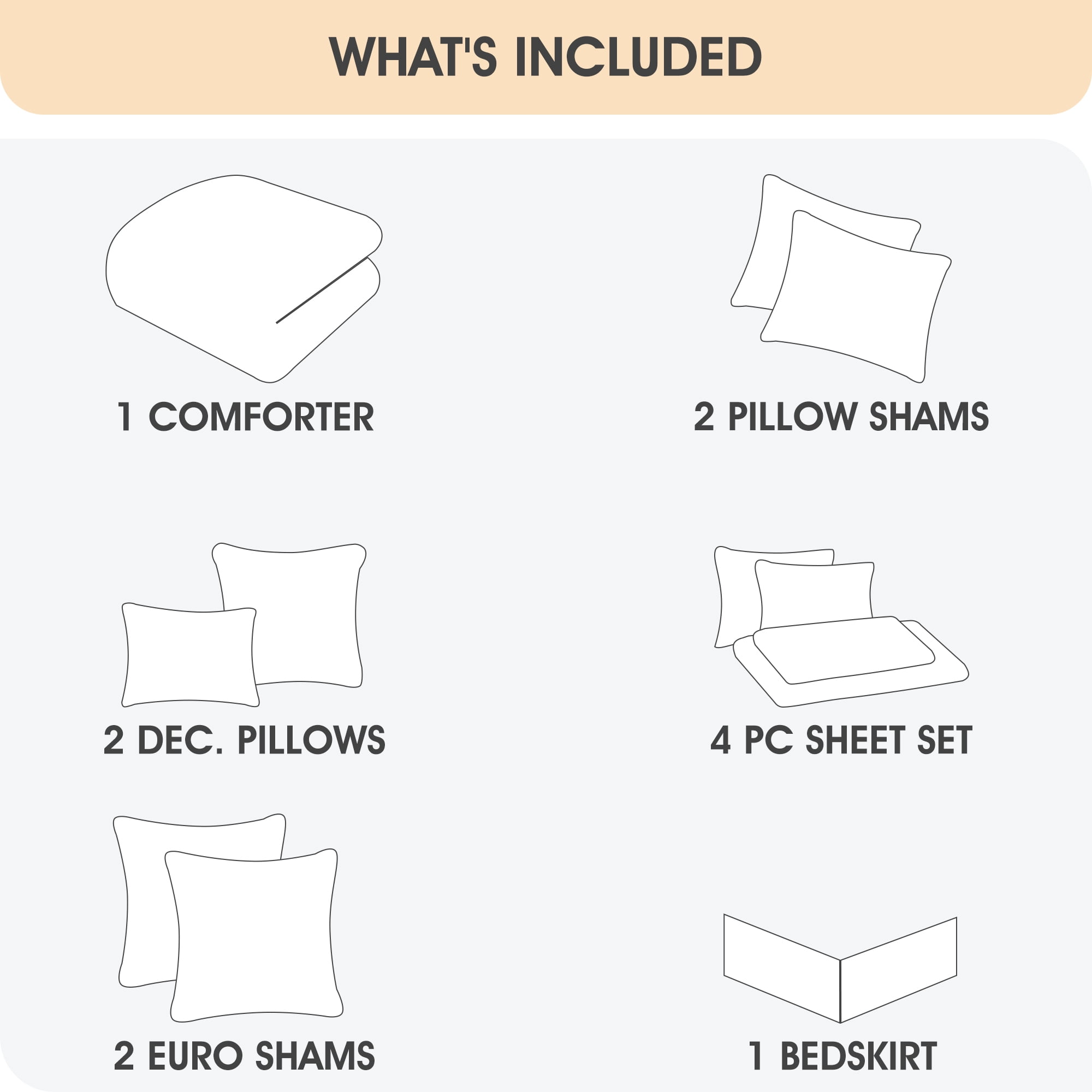 Lanco Silver & Ivory Comforter Set California King Size, Classic Jacquard Bedding Sets, Faux Silk, Premium Microfiber, 12 Pieces Bed in a Bag, Matching Fitted Sheet, Flat Sheet