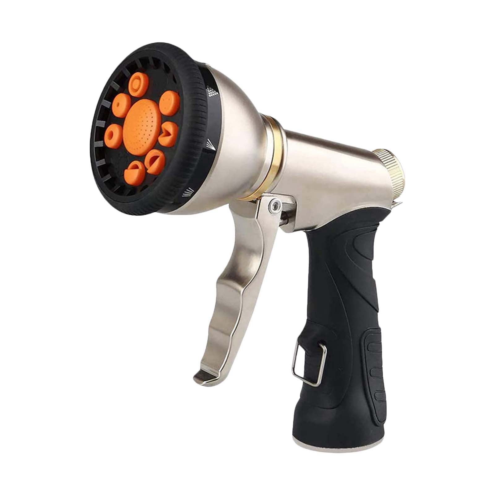 Garden Hose Nozzle, Heavy Duty Alloy Water Hose Nozzle with 9 Adjustable Spray Patterns, High Pressure Hand Sprayer with Flow Control for Watering & Lawns, Washing Cars & Pets, Garden Supplies