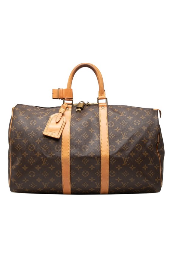 Pre-Owned Louis Vuitton Monogram Keepall 45 Boston Bag Handbag M41428 Brown Leather Women's...