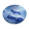 Round Bar Stool Seat Covers, Moonlit Snow Mountain Deer Elastic Round