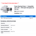 thumbnail image 2 of Power Steering Pump 1 - Compatible with 1992 - 1994 Audi 100 Quattro CS 2.8L V6 1993, 2 of 2