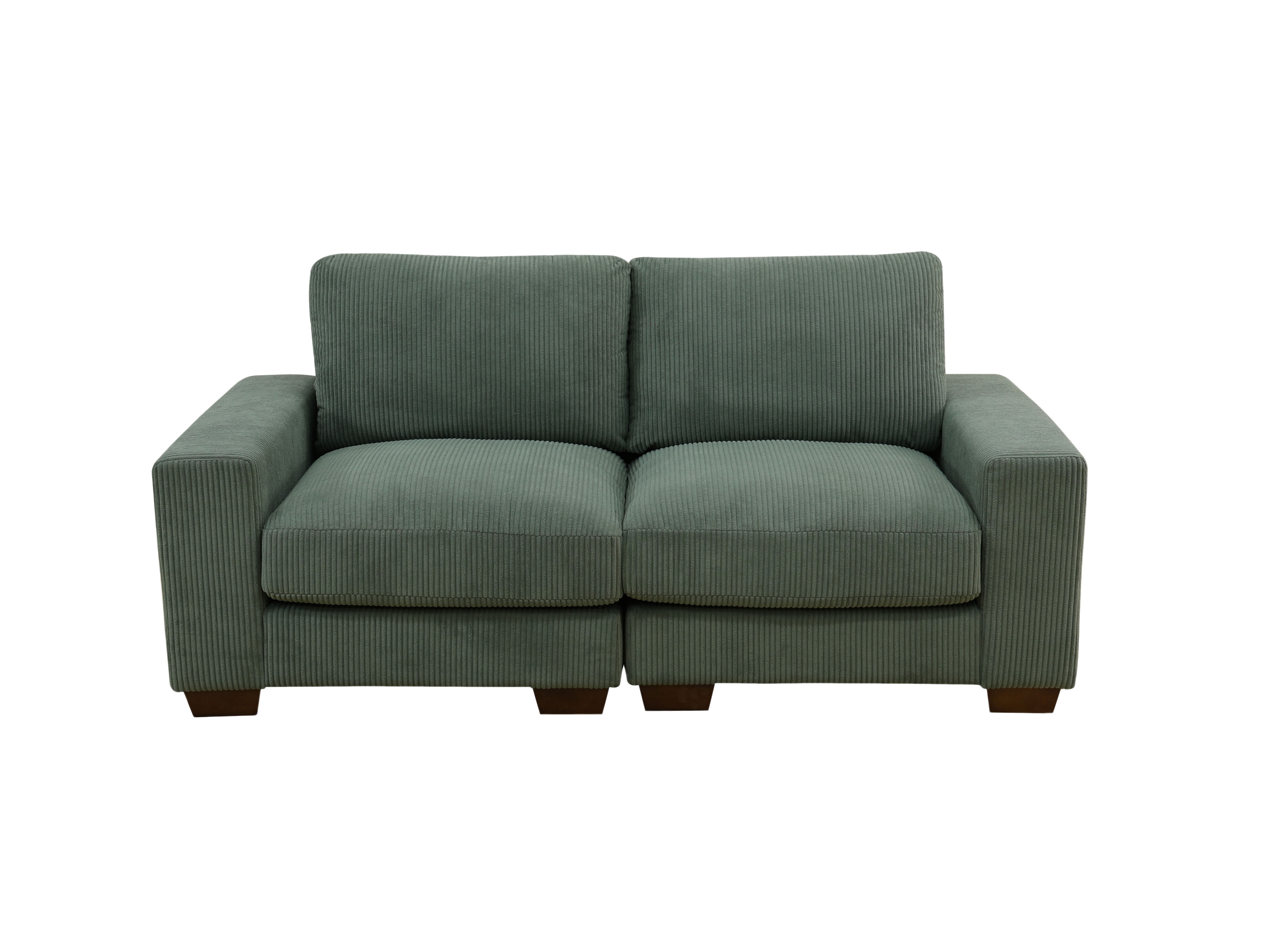 MAYEERTY Modular Loveseat Sofa, Flocking Fabric Couch with Anti-Insect Solid Wood Frame, Green Living Room Furniture