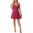 thumbnail image 1 of INSPIRE CHIC Vestido de Mujer con Brillo y Lentejuelas, Tirantes Espagueti, Espalda Descubierta, Ropa de Fiesta Mini, Color Rosa Fucsia, 1 of 6