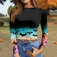 thumbnail image 5 of Women's Funny Halloween Long Sleeve Halloween Jack o Lantern Pumpkin Witch Graphic Holiday Tops, 5 of 5