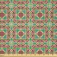 thumbnail image 2 of Ambesonne Ethnic Fabric by the Yard Microfiber, Framework Wide Petals, 5 Yards, Maroon Pink Almond Green, 2 of 2