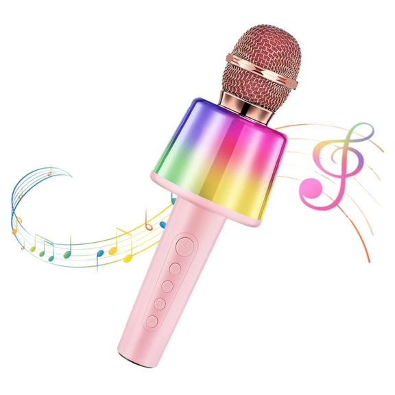 Kids Karaoke Microphone, Toddler Girls Toys ages 3 4 5 6 7 8 9 Years Old, Birthday Gifts for Girls 6-12 year old, Wireless Bluetooth Handheld Mic Machine with Speaker and LED Lights