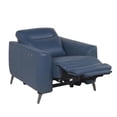 thumbnail image 3 of Bowery Hill Ocean Blue Top Grain Leather Power Reclining Chair, 3 of 12
