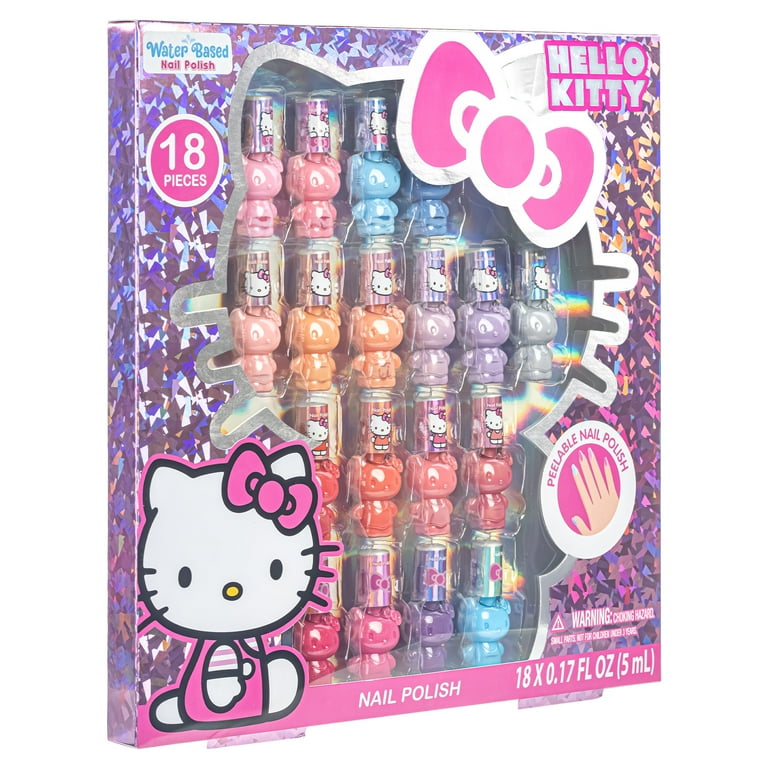 Hello Kitty 18 Pc Nail Polish Set, Water-Based, Non-Toxic