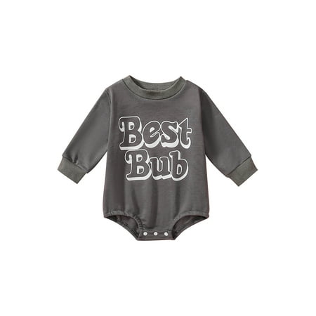 

Lieserram Infant Baby Boys Girls Romper Letter Print Round Neck Long Sleeve Jumpsuits Spring Autumn Casual Bodysuits