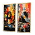 thumbnail image 3 of Designart "Retro Disc Popart Dreams II" Vinyl Records Framed Wall Art Set Of 2 - Multi-Color Fashion Framed Canvas Set For Living Room Decor, 3 of 6
