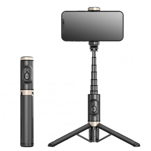 Portable Selfie Stick Tripod Stand Lightweight Handheld Mobile Phone Stand Extension Stabilizer Rod Accessories Sturdy Aluminium Alloy Rod Extendable Phone Tripod Q12 black