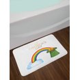 thumbnail image 2 of St Patrick's Day Bath Mat, Leprechaun Hat Pot of Gold Fortune Wealth Rainbow Illustration, Plush Bathroom Decor Mat with Non Slip Backing, 29.5" X 17.5", Reseda Green Pale Blue, by Ambesonne, 2 of 2