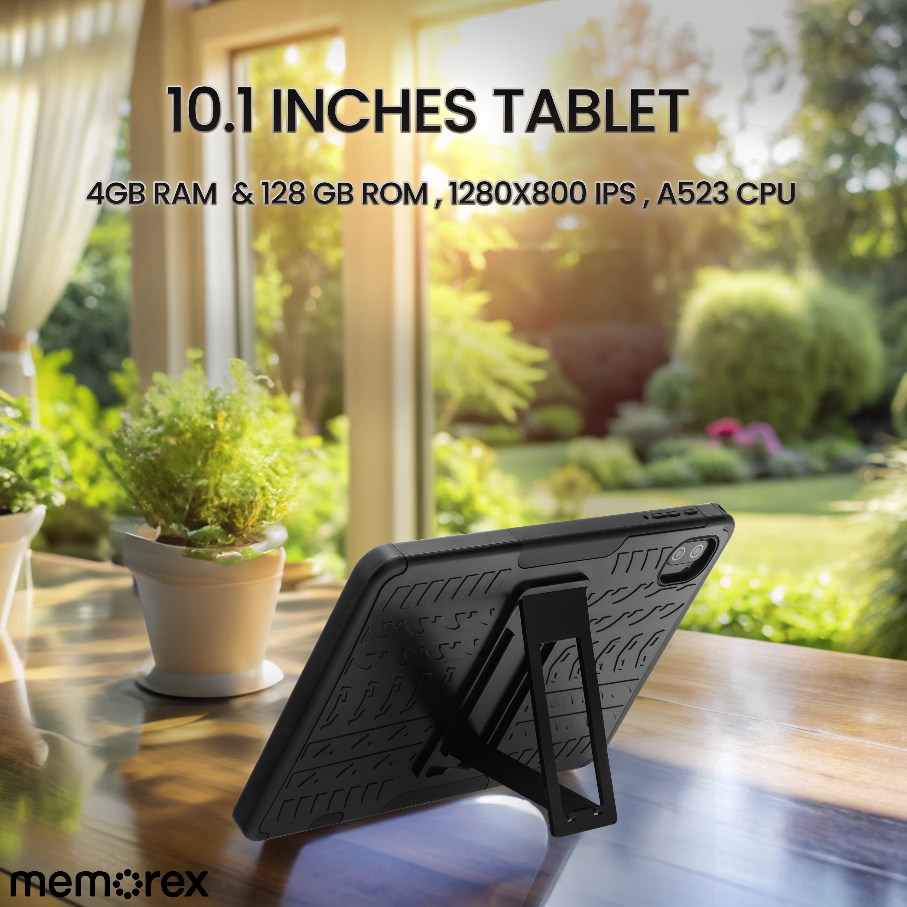 Memorex Bonus Buy Ultimate 4-in-1 Rugged Bundle with 10.1" HD IPS Android 14 8-Core Tablet, 128GB Storage, 4GB RAM with Bonus SHOCK Resistant Case, Braided 10ft USB-C cable & Premium Screen Protector