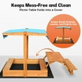 thumbnail image 4 of FUNTOK Wooden Sandbox for Kids, 76'' x 45'' x 45'' Sand Box with Cover & Picnic Table Foldable, Canopy Sandbox Outdoor, Ideal for Children Aged 2-6 for Lawn Garden Backyard Beach, 4 of 6
