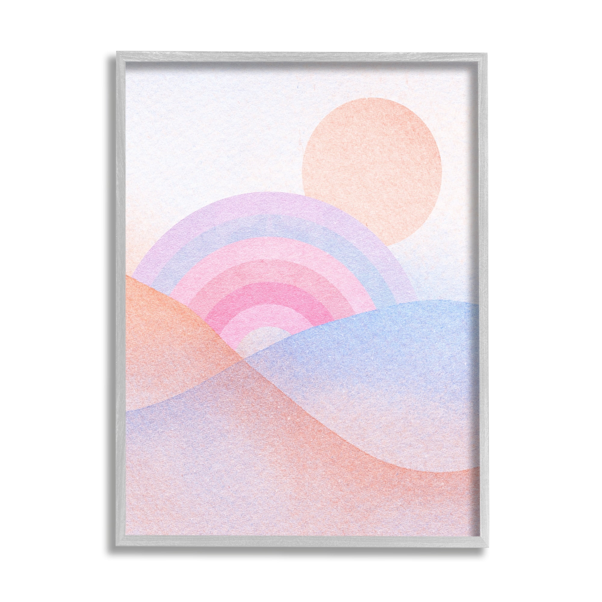 Stupell Industries Rainbow Hills Landscape Blue Ombre Landscape Painting Gray Framed Art Print Wall Art