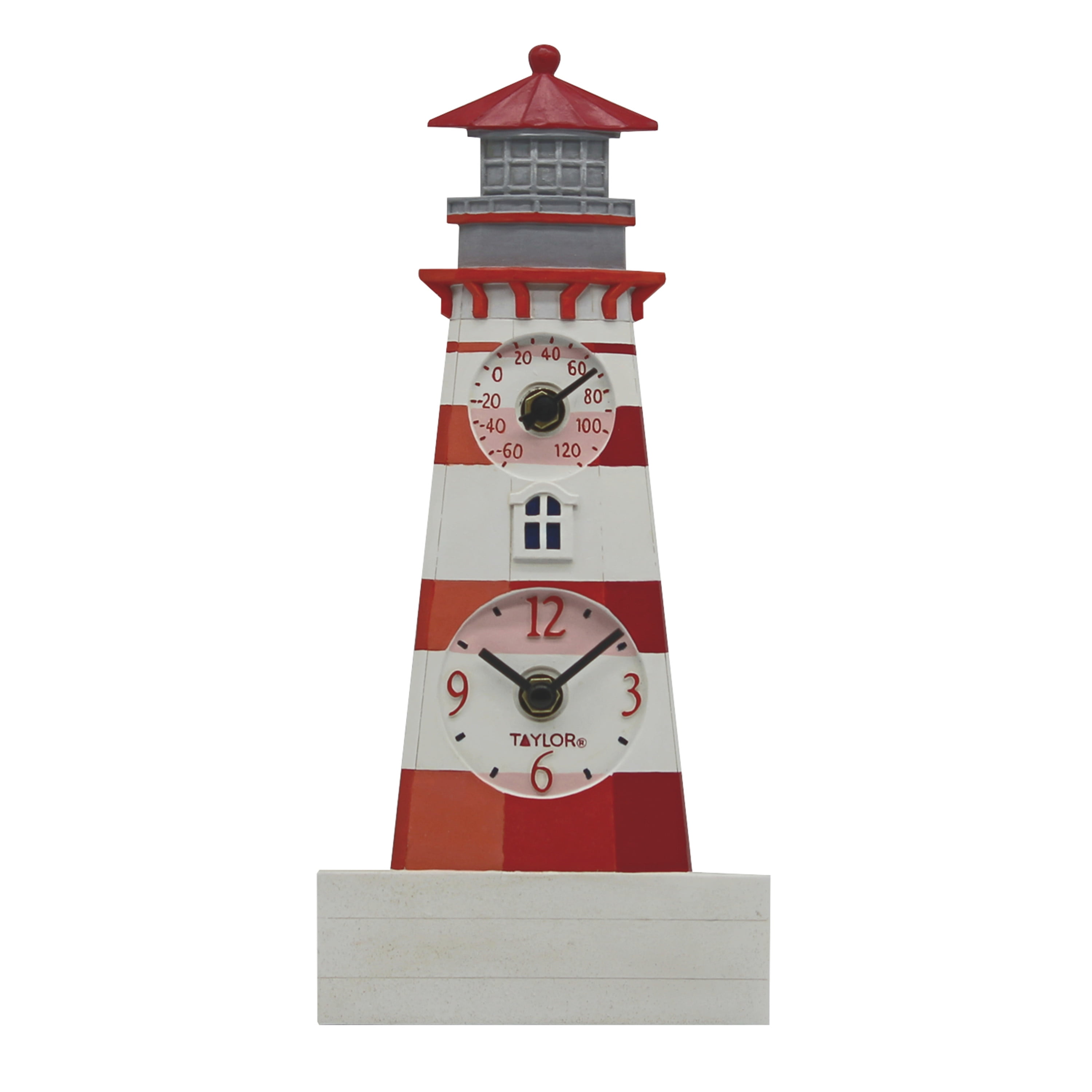 Taylor Precision Products 92927T4 12" Poly Resin Lighthouse Clock with Thermomet 