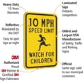 thumbnail image 4 of 18 x 12 inch “10 MPH Speed Limit - Watch For Children” Metal Sign, 63 mil Aluminum, 3M Laminated Engineer Grade Reflective Material, Black and Yellow, Made in USA, 4 of 5