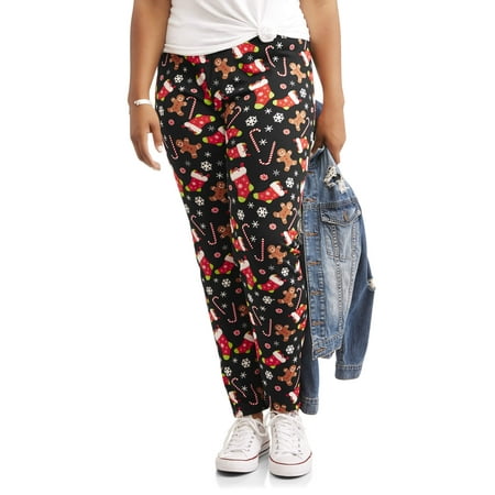 Junior's Plus Fleece Backed Xmas Leggings