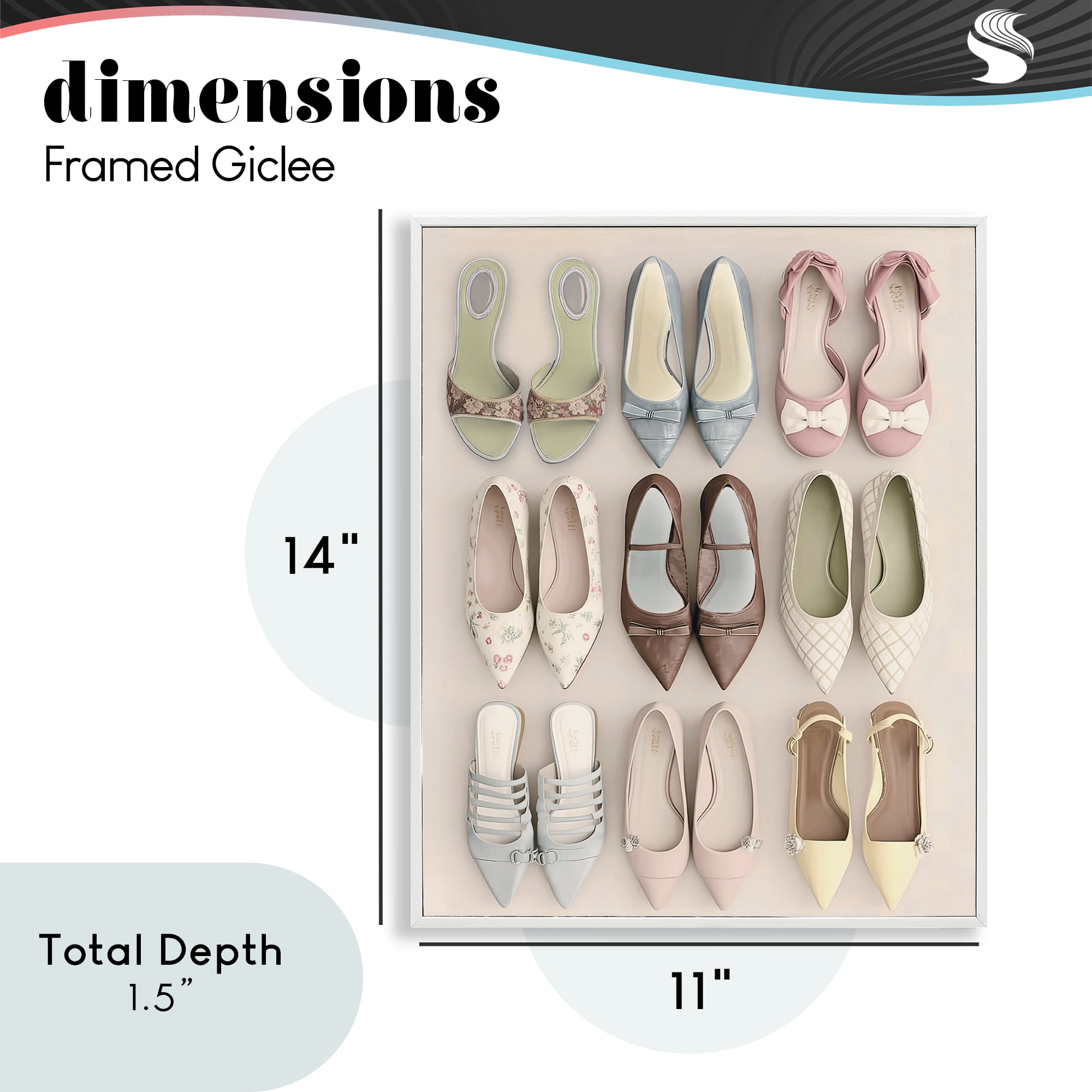 Beatrice's Closet Shoes White Framed Giclee Art, design by Annabelle Hall