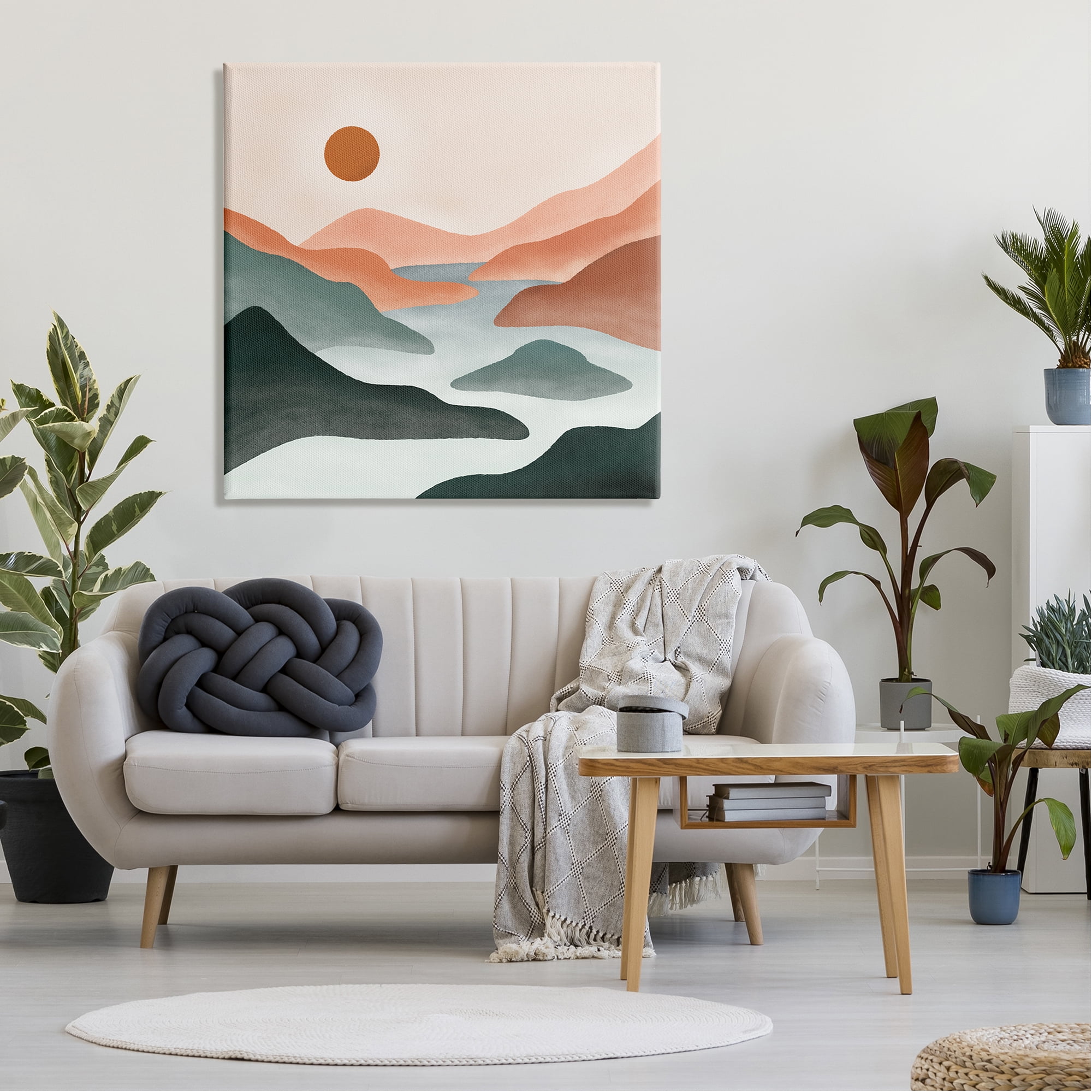 Stupell Industries River Flowing Between Modern Valley Landscape Graphic Art Gallery Wrapped Canvas Print Wall Art, Design by JJ Design House LLC