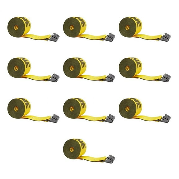 (10 Pack) 4"X40' Winch Straps Kinedyne w/flat hook, WLL 5400 Flatbed Tie Down Strap