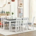 thumbnail image 3 of TREXM Retro Style 7-Piece Dining Table Set with Extendable Table and 6 Upholstered Chairs (Gray+White), 3 of 10