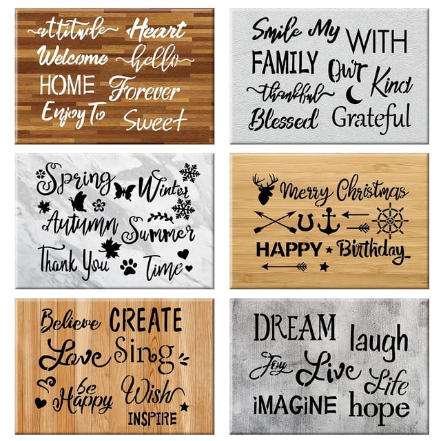 Becaristey 3 Pieces/Set Word Drawing Stencil Assortment Portable Coloring Embossed Alphabet Letter Template DIY Crafting Supplies Show as Picture 1Set