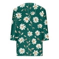 thumbnail image 4 of YUGYXL Casual 3/4 Sleeve Shirts for Women Trendy Flower Print Tshirts V Neck Lightweight Comfy Tops Dressy Soft Tunics Tees Holiday Blouse, 4 of 5