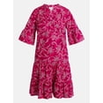 thumbnail image 6 of Scenario Women's and Women's Plus V Neck Mini Dress with Flutter Sleeves, Sizes XS-4X, 6 of 6