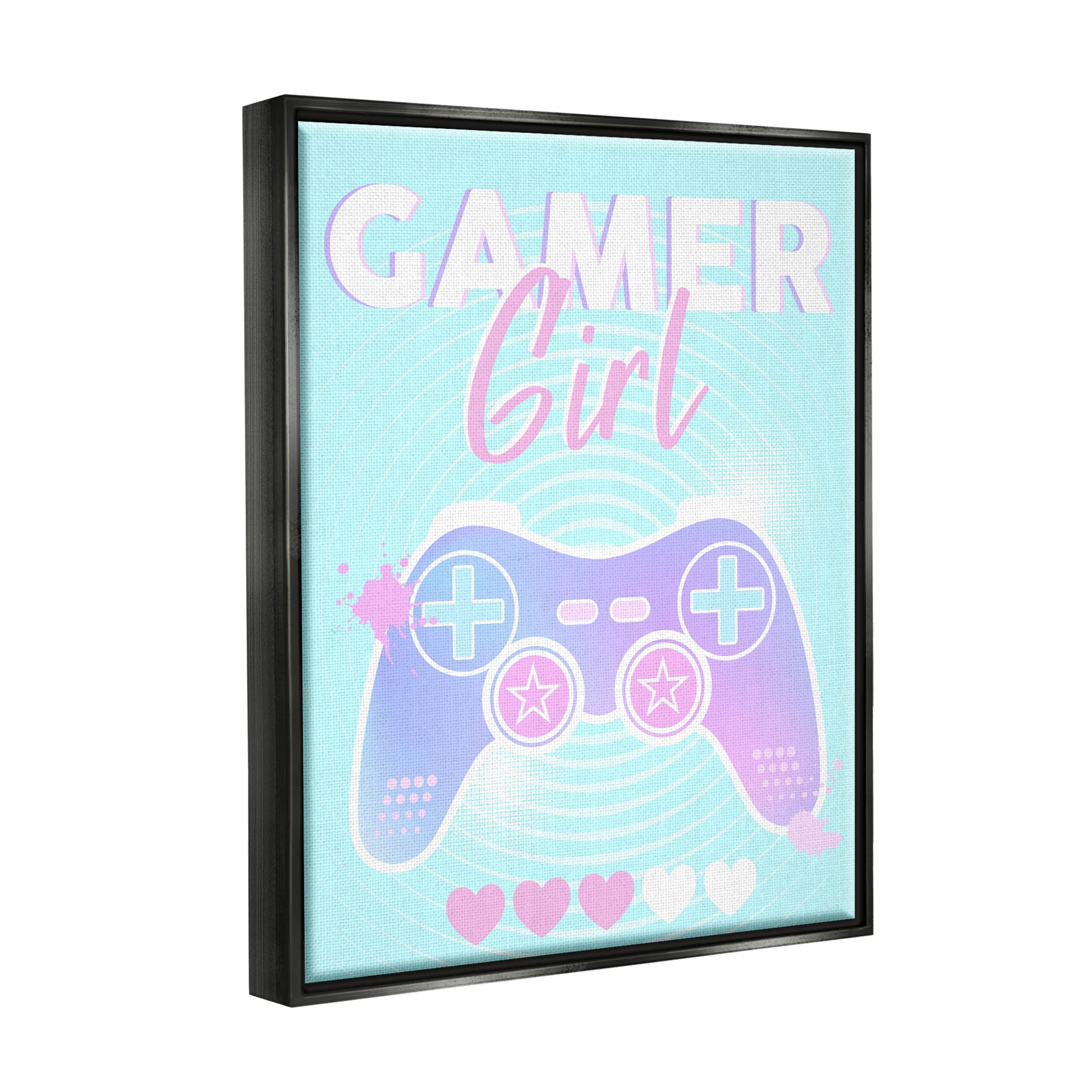 Gamer Girl Pastel Controller Art for Kids Graphic Art Jet Black Framed Art Print Wall Art