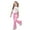 Pink, variant on Girls Outfits Youth Bow Pattern Top with Flared Pants Comfy Daily Wear Set Girl Clothes Brick Red 9-10 Years