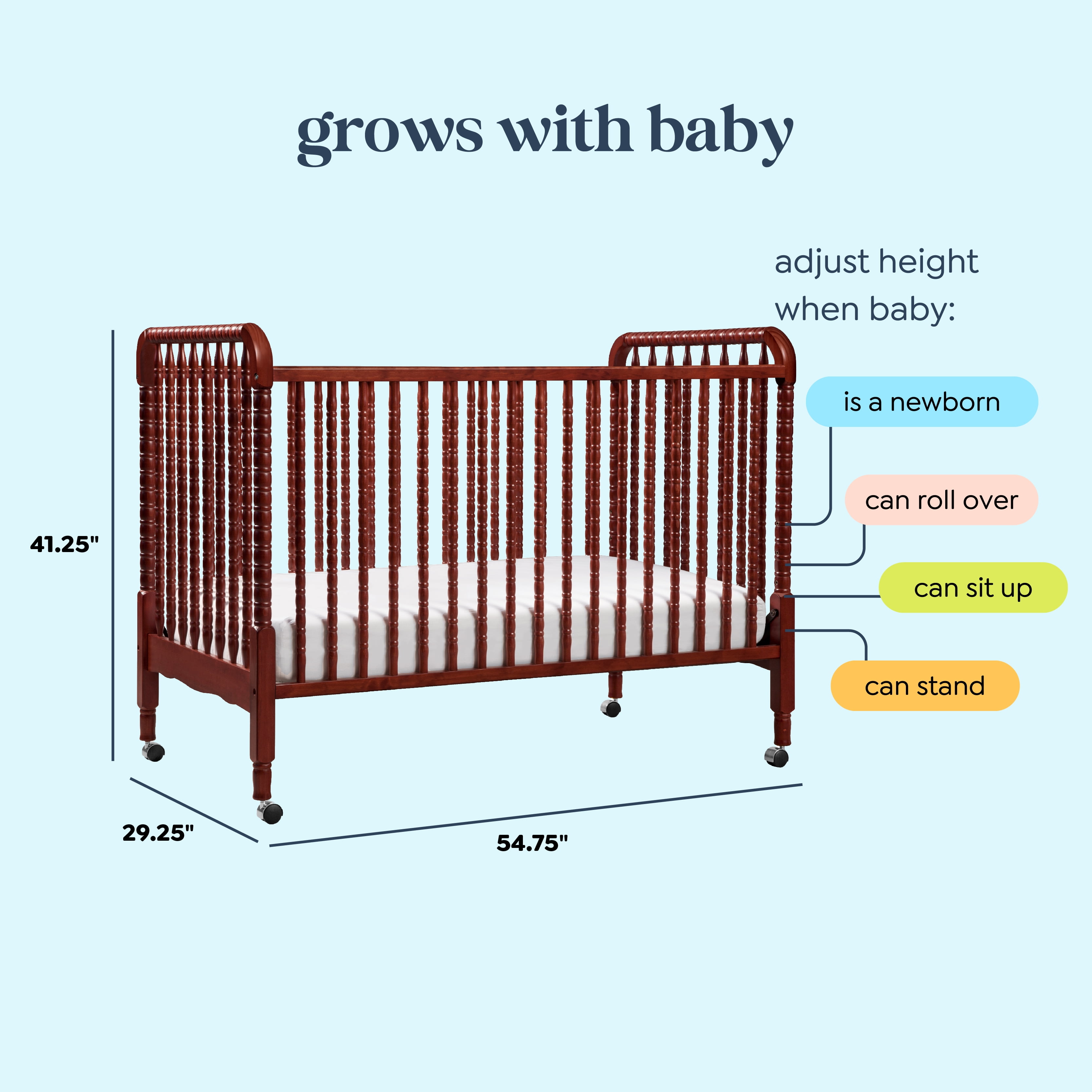 DaVinci Jenny Lind 3-in-1 Convertible Crib in Rich Cherry Finish
