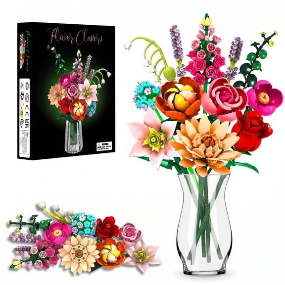 WIDELAND Flower Bouquet Building Kit Compatible with Lego, 762 PCS Eternal Flower Arrangement , DIY Botanical Home Decor Set, Mother's Day Gifts for Mom Women, Building Blocks for Adults Kids 6