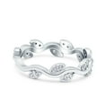 thumbnail image 2 of Leaf Eternity Ring Round Pave Engagement Band Ring CZ 925 Sterling Silver Size 8, 2 of 6