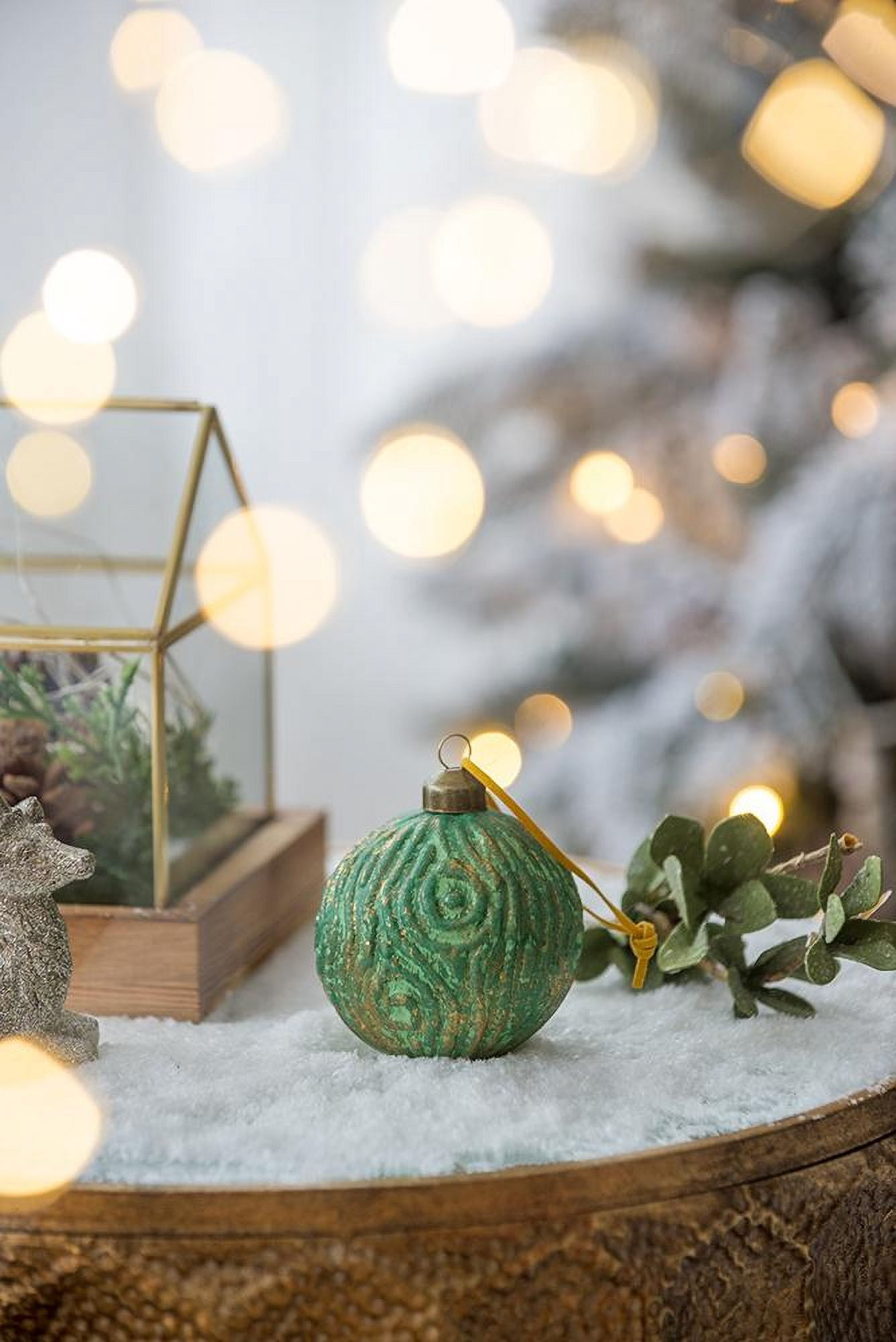 Set of 12 Glass Christmas Ball Ornaments with Glitter and Painting Design by Riccardo Tree Decor