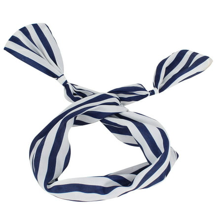 Unique Bargains DIY Hairstyle Stripe Printed Organza Coated Bowknot Shaped Hairband Hair