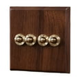thumbnail image 1 of Abbracc Wooden Lighting Switch Plate Premium Outlet Panel for Hotel Kitchen Room Four Levers, 1 of 9