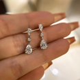 thumbnail image 2 of 2Ct Round Cut Lab Created Diamond Drop Earrings 14K White Gold Plated, 2 of 4