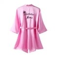 thumbnail image 4 of Womens Soft Pajama Clearance- Solid Color Bathrobes Sexy Silk Satin Plus Size Robe Sleepwear Pink Size 2XL, 4 of 9