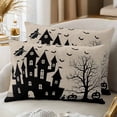 thumbnail image 2 of Throw Pillow Covers 12x20 Inch Set of 2 Castle Halloween Decorative Pillow Covers Black Dead Tree Witch Cushion Cover Pillowcase for Sofa Couch Bed Home Decor, 2 of 9